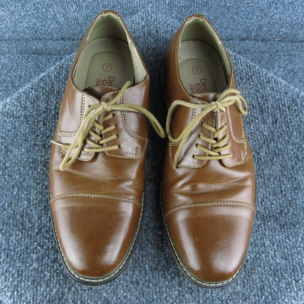 Dexter Toe Cap Comfort Men‎ Derby Oxfords Shoes Size 7 Medium Brown Synthetic